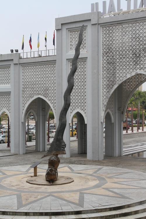 The Keris. 17m high, 10t bronze outside the Malaysian national stadium on a 14-point star plinth - one point for each state.