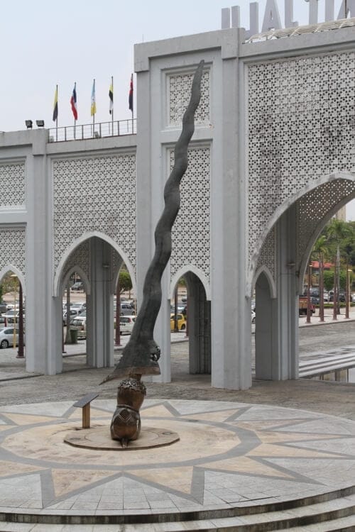 The Keris. 17m high, 10t bronze outside the Malaysian national stadium on a 14-point star plinth - one point for each state.