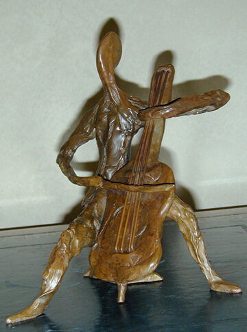 Tortelier - bronze sculpture of cellist